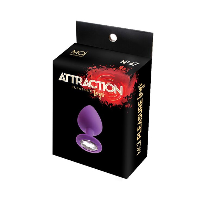 Анальна пробка з кристалом MAI Attraction Toys №47 Purple, довжина 7см, діаметр 2,8 см
