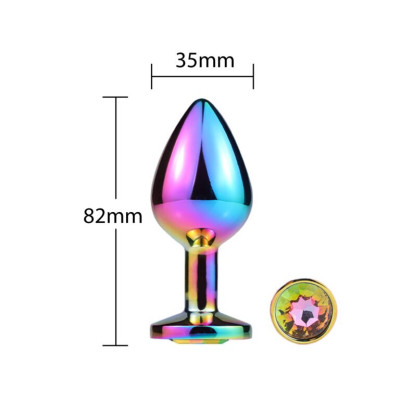 Металева анальна пробка MAI Attraction Toys №73 RAINBOW (діаметр 3.5 см)