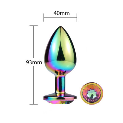 Металева анальна пробка MAI Attraction Toys №74 RAINBOW (діаметр 4 см)