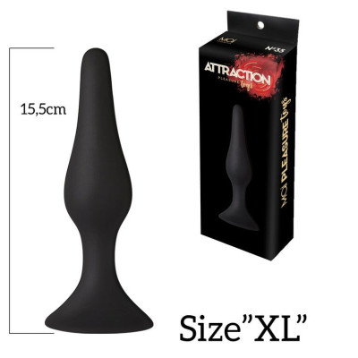 Анальна пробка на присосці MAI Attraction Toys №35 Black, довжина 15,5см, діаметр 3,8см