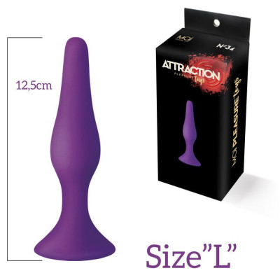 Анальна пробка на присосці MAI Attraction Toys №34 Purple, довжина 12,5см, діаметр 3,2см
