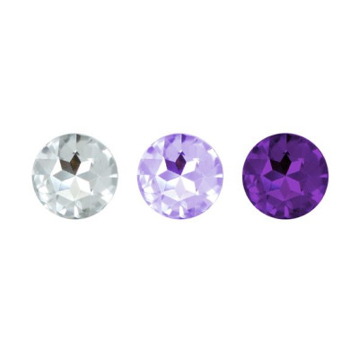 Набір анальних пробок з кристалом Rianne S: Booty Plug Set Purple, діаметр 2,7см, 3,5см, 4,1см
