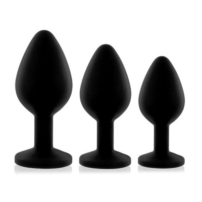 Набір анальних пробок з кристалом Rianne S: Booty Plug Set Black