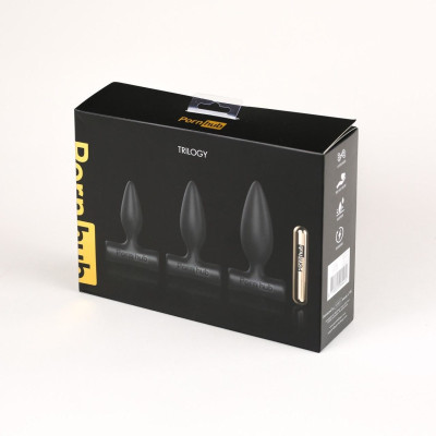 Набір анальних пробок Pornhub Anal Training Kit з перезаряджається вібропулей