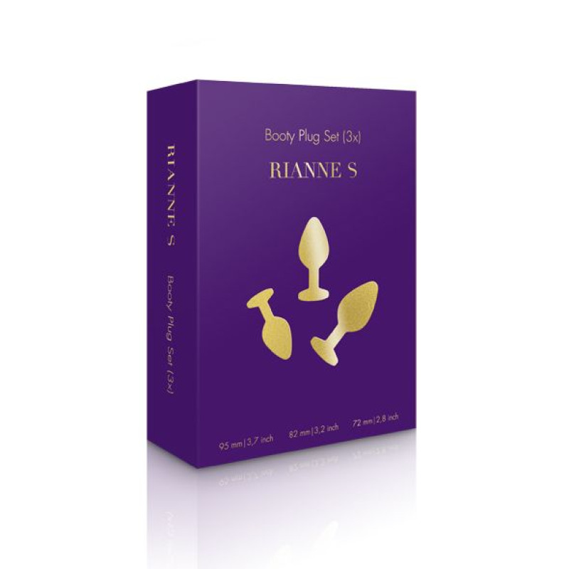 Набір анальних пробок з кристалом Rianne S: Booty Plug Set Purple, діаметр 2,7см, 3,5см, 4,1см