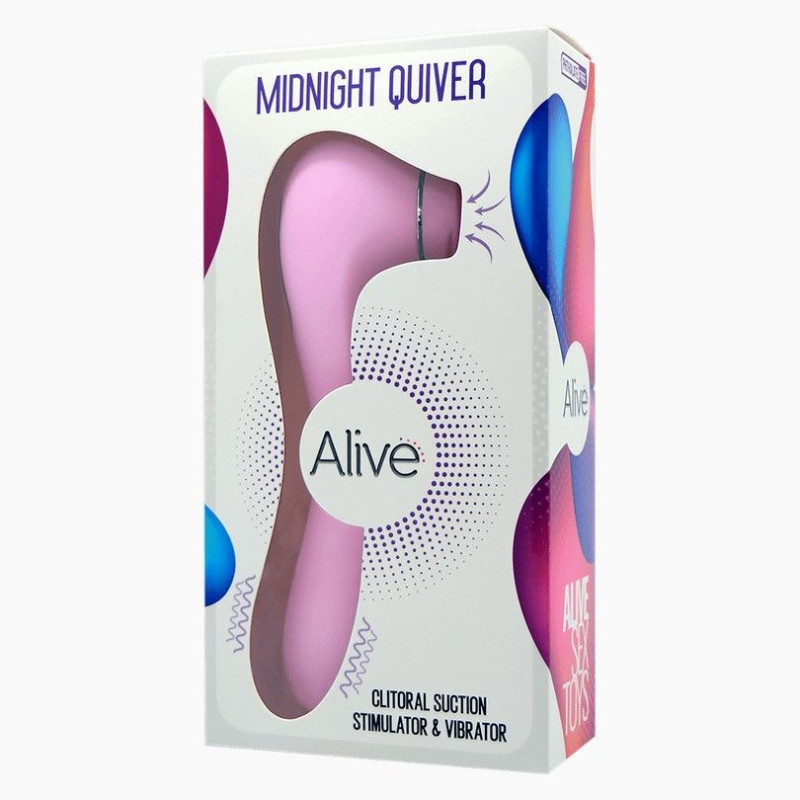 Вібратор і вакуумний кліторальний стимулятор Alive Midnight Quiver Pink - секс-іграшка 2в1