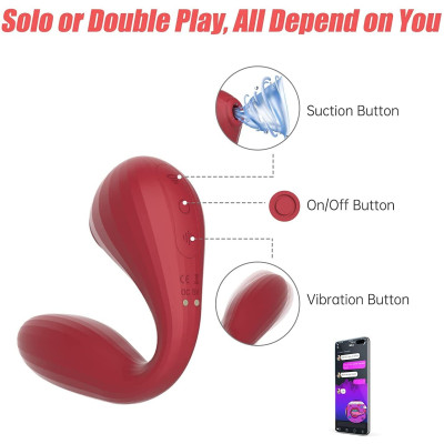 Вакуумний вагінально-кліторальний стимулятор Magic Motion Bobi Red, керування зі смартфону