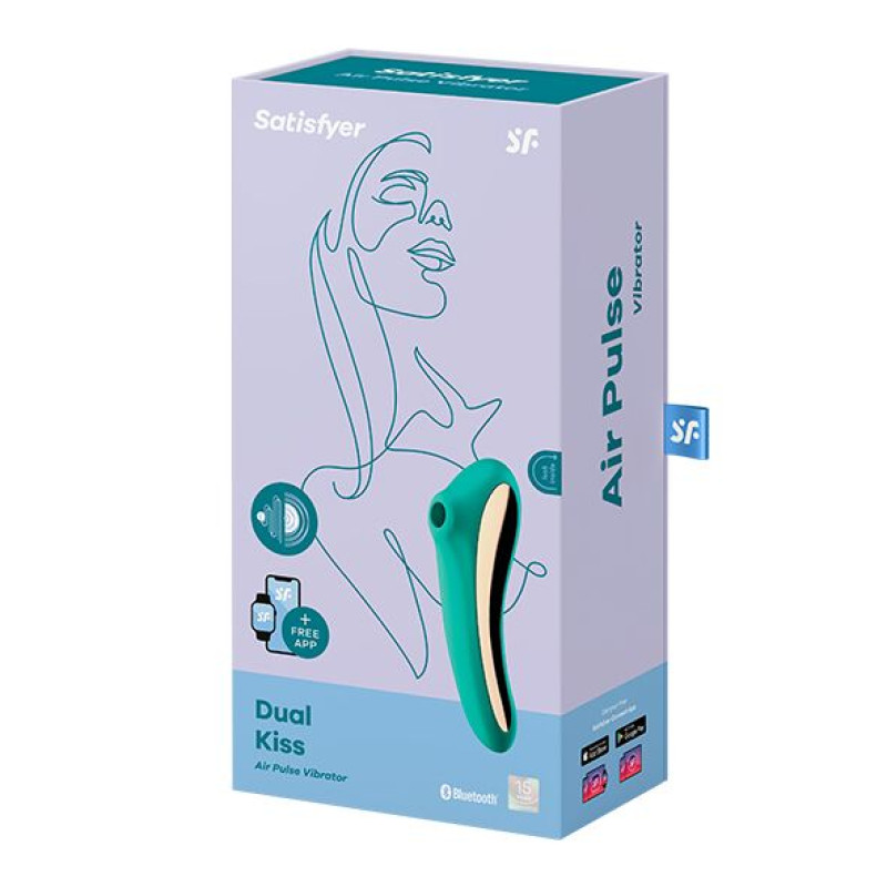 Вакуумний стимулятор із вібрацією Satisfyer Dual Kiss Green