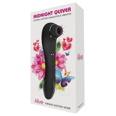 Вібратор і вакуумний кліторальний стимулятор Alive Midnight Quiver Black - секс-іграшка 2в1