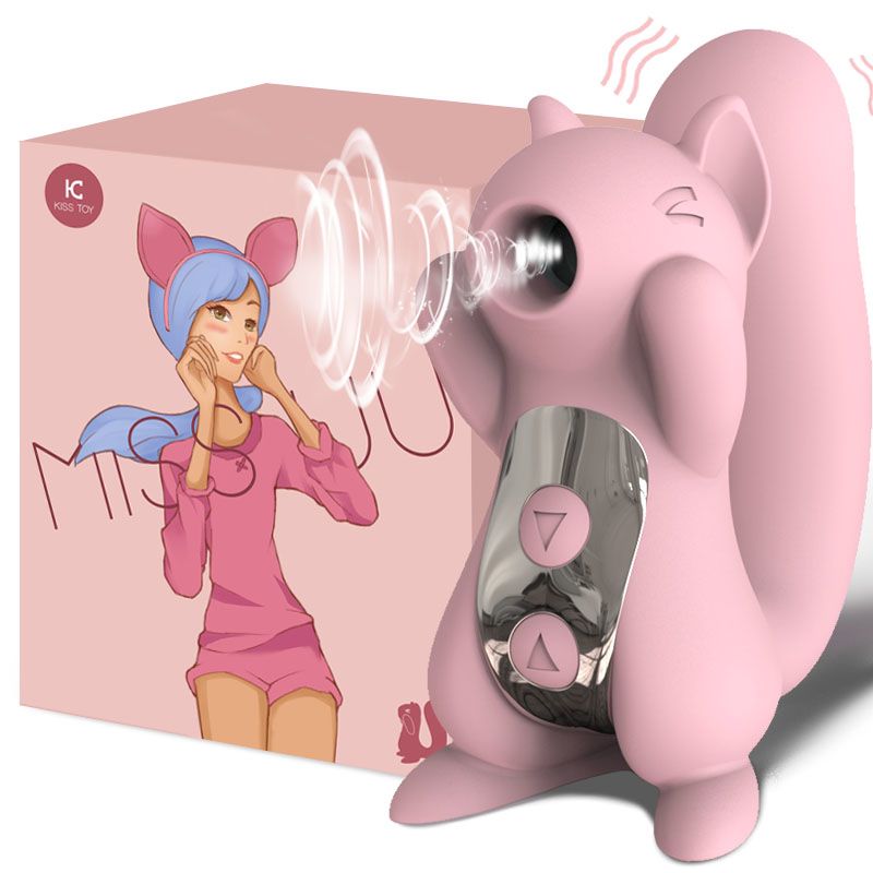 Вакуумний стимулятор з вібрацією KISSTOY Miss UU Pink, іграшка 2 в 1