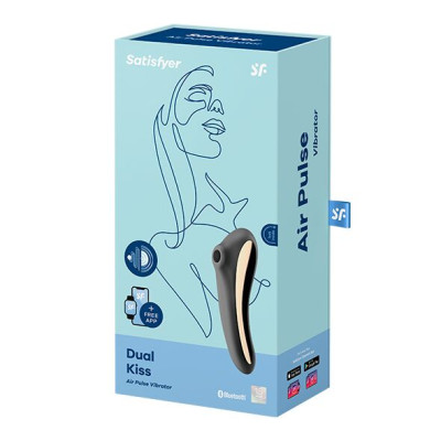 Вакуумний стимулятор Satisfyer Dual Kiss Black з вібрацією