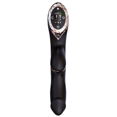 Вакуумний вібратор-кролик з підігрівом KISSTOY A-King Pro Black, з LED-екраном