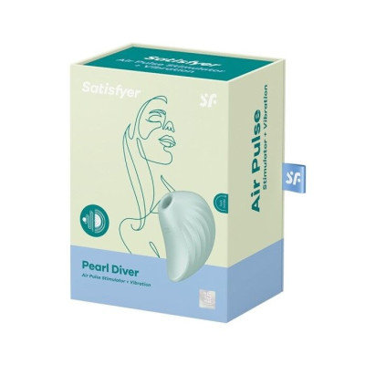 Вакуумний кліторальний стимулятор Satisfyer Pearl Diver Mint, з вібрацією