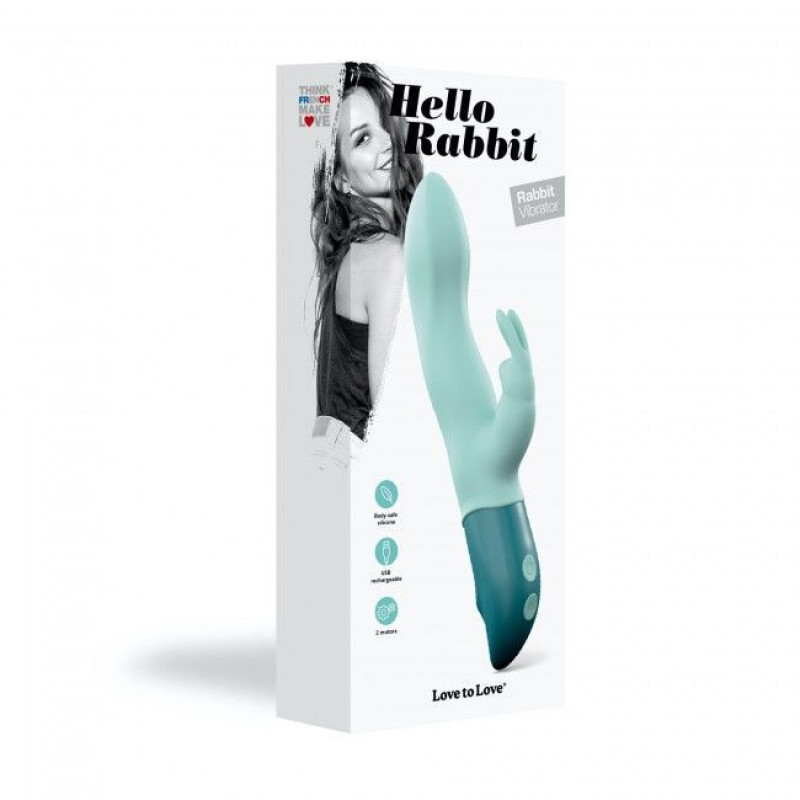 Вібратор-кролик Love To Love Hello Rabbit Menthe з гнучким стовбуром і стимуляцією точки G, 2 мотора