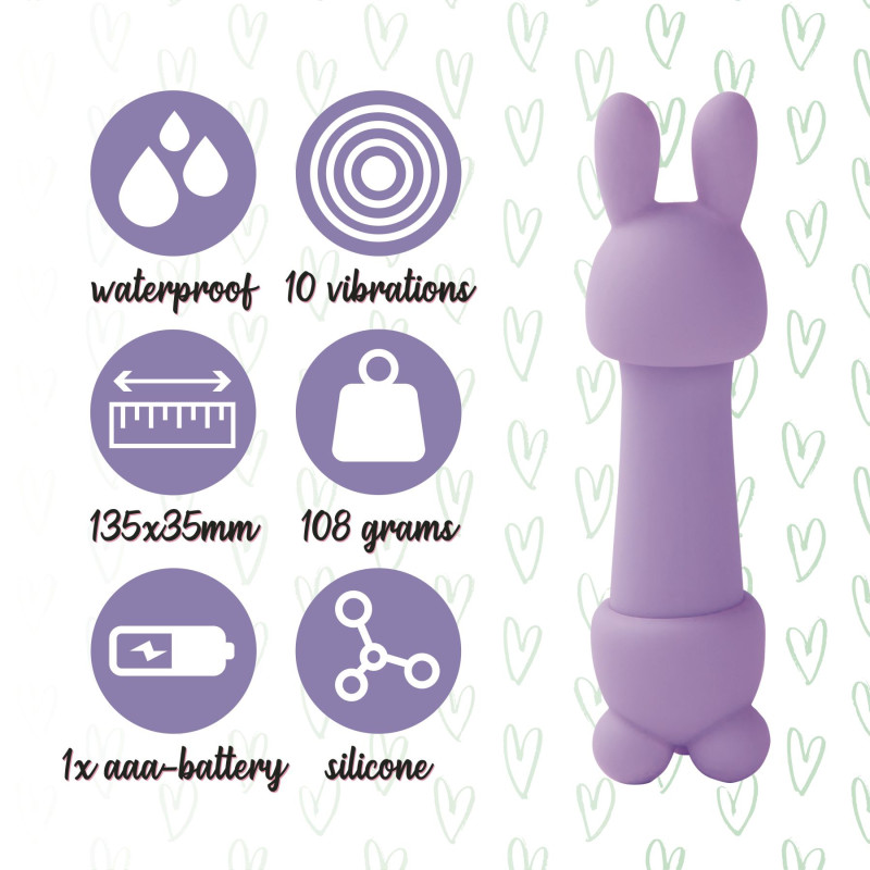 Міні-вібратор FeelzToys Mister Bunny Purple з двома насадками