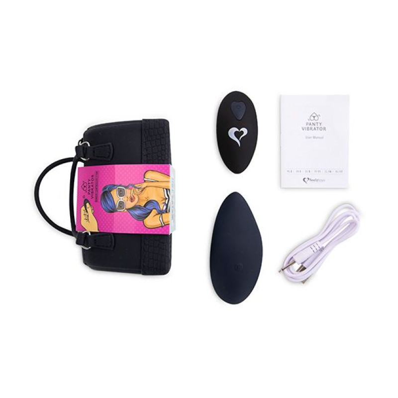 Вібратор в трусики FeelzToys Panty Vibrator Black з пультом дистанційного керування, 6 режимів роботи, сумочка-чохол