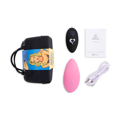 Вібратор в трусики FeelzToys Panty Vibrator Pink з пультом дистанційного керування, 6 режимів роботи, сумочка-чохол
