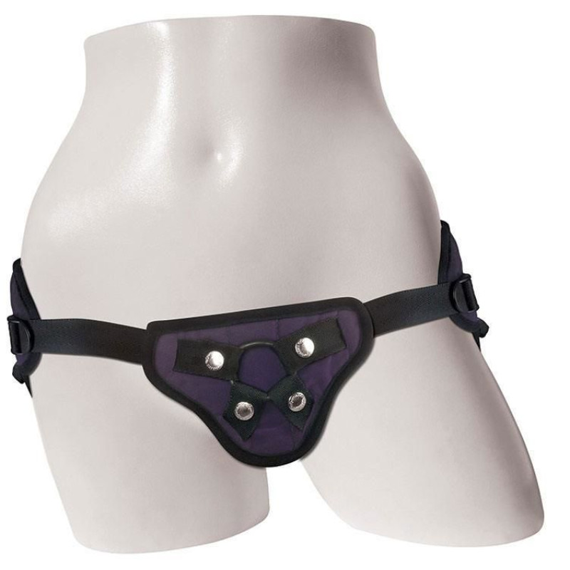 Труси для страпона Sportsheets - Lush Strap On Purple, широкий оксамитовий пасок, дуже комфортні