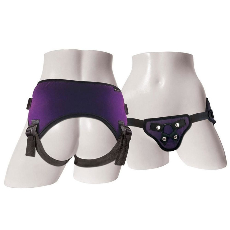 Труси для страпона Sportsheets - Lush Strap On Purple, широкий оксамитовий пасок, дуже комфортні