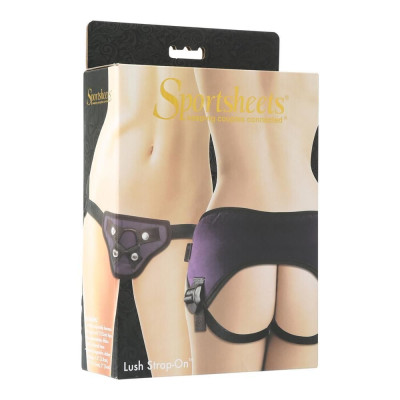 Труси для страпона Sportsheets - Lush Strap On Purple, широкий оксамитовий пасок, дуже комфортні