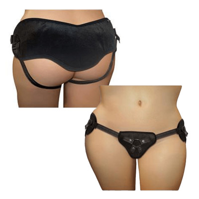 Труси для страпона Sportsheets - SizePlus Beginners Black, широкий пасок, комфортні