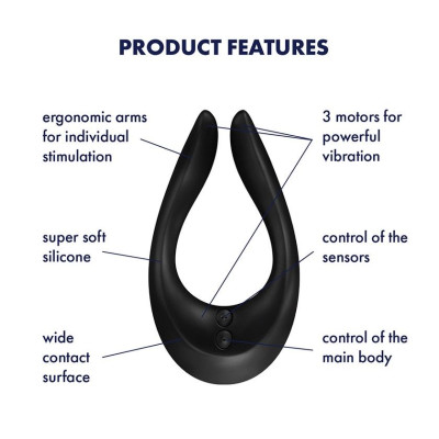 Вібратор для пар Satisfyer Endless Joy чорний, 3 незалежні мотори, багатофункціональний