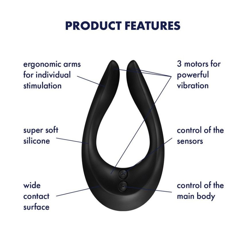 Вібратор для пар Satisfyer Endless Joy чорний, 3 незалежні мотори, багатофункціональний