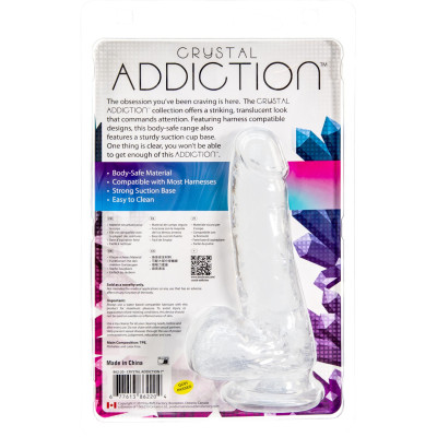 Прозорий фалоімітатор на присосці ADDICTION - Crystal Clear Dildo with Balls