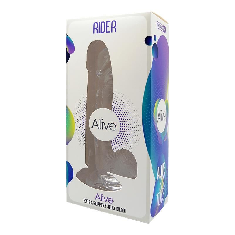 Прозорий фалоімітатор Alive Jelly Dildo Rider, ТПЕ, присоска, діаметр 4 см, довжина 20см