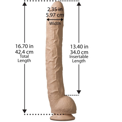 Фалоімітатор Doc Johnson Dick Rambone Cock White (в ПЕ пакеті!), Діаметр 6 см, довжина 42см, ПВХ