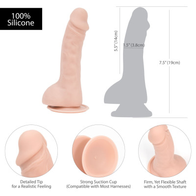 Фалоімітатор ADDICTION - BRAD 7.5" Dildo With Balls, Beige