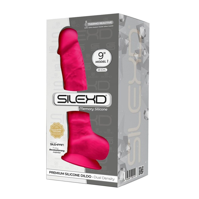 Фалоімітатор SilexD Tomas Pink (MODEL 1 size 9in), двошаровий, силікон + Silexpan, діаметр 4,7см