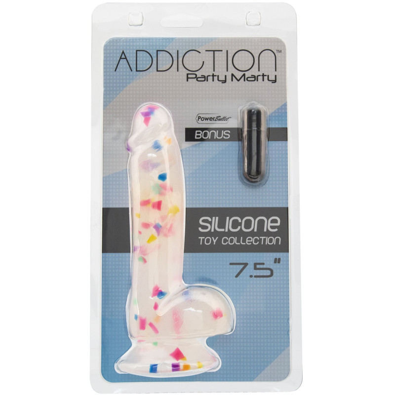 Фалоімітатор з конфетті ADDICTION - PARTY MARTY - 7.5 "- FROST and CONFETTI, 19 см, силікон