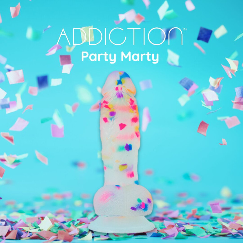 Фалоімітатор з конфетті ADDICTION - PARTY MARTY - 7.5 "- FROST and CONFETTI, 19 см, силікон