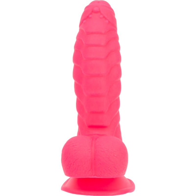 Ребристий фалоімітатор на присосці ADDICTION Tom Dildo With Balls Pink