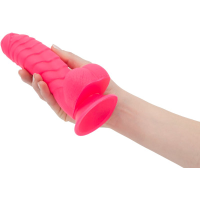 Ребристий фалоімітатор на присосці ADDICTION Tom Dildo With Balls Pink