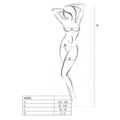 Еротичне бодістокінг Passion BS068 Red, комбінезон, велика сітка, довгий рукав
