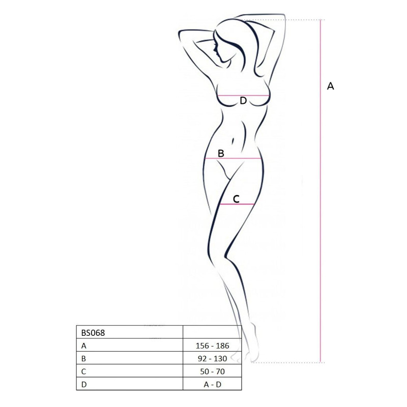 Еротичне бодістокінг Passion BS068 red, комбінезон, велика сітка, довгий рукав