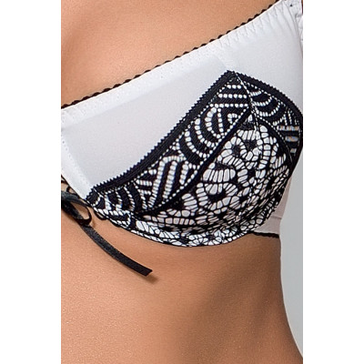 Комплект білизни SUELO SET white L/XL - Passion Exclusive: ліф, стрінги, пасок для панчіх