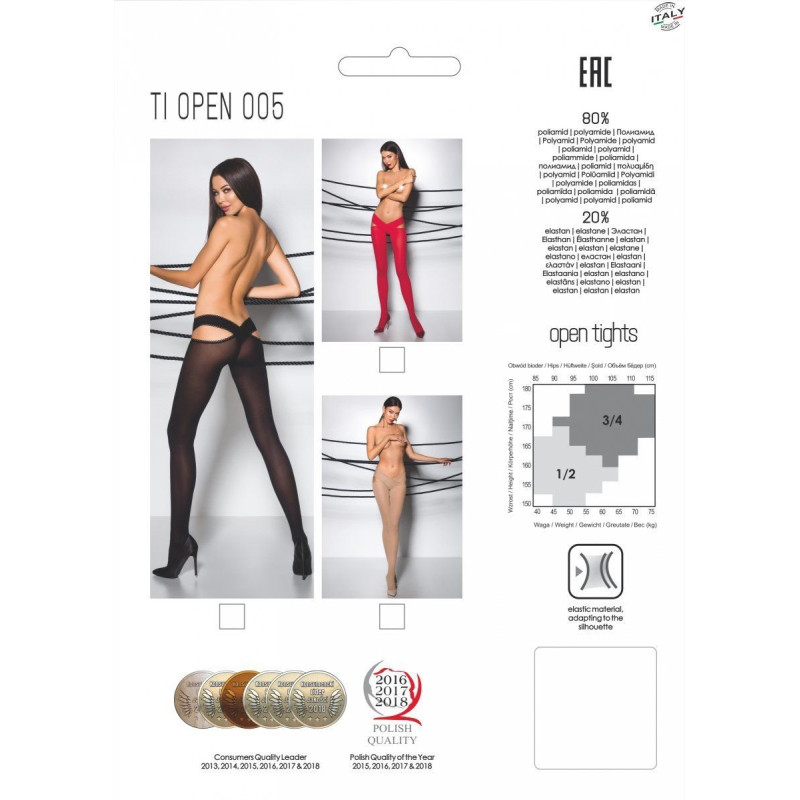Еротичні колготки TIOPEN 005 nero 1/2 (60 den) - Passion, з вирізом, оригінальний пасок