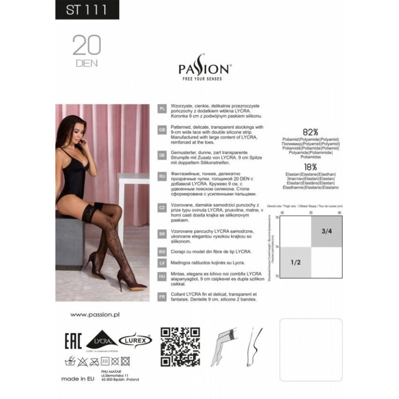 Чорні панчохи з ефектом тату Pasion ST111 nero 1/2 (20 den)