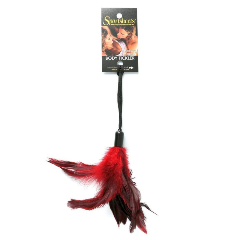 Лоскоталка Sportsheets - PLEASURE FEATHER RED на мотузяній петлі