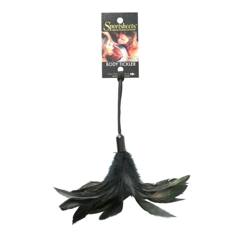 Лоскоталка Sportsheets - PLEASURE FEATHER BLACK на мотузяній петлі