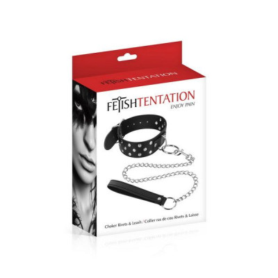 Нашийник заклепками і з повідцем Fetish Tentation Rivets and Leash
