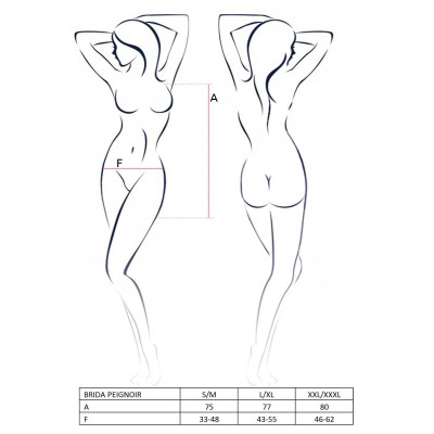 Пенюар BRIDA PEIGNOIR black L/XL - Passion Exclusive, трусики