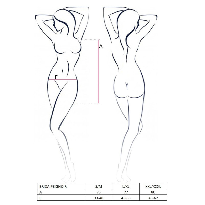 Пенюар BRIDA PEIGNOIR black L/XL - Passion Exclusive, трусики