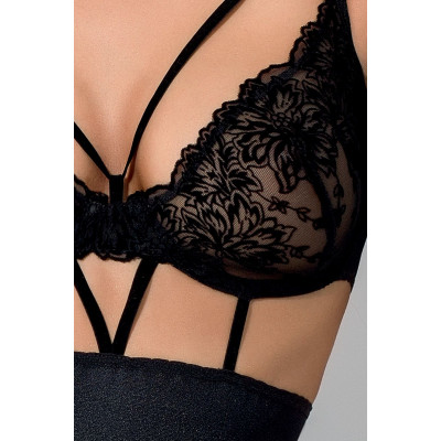 Сорочка ліф з високою спідницею HAYA CHEMISE black XXL/XXXL - Passion Exclusive, трусики
