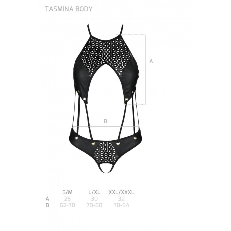 Боді з еко-шкіри Passion Tamaris Body black S/M: з ремінцями та перфорацією