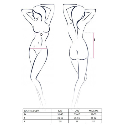 Еротичне боді монокіні з відкритими грудьми JUSTINA BODY black S/M - Passion
