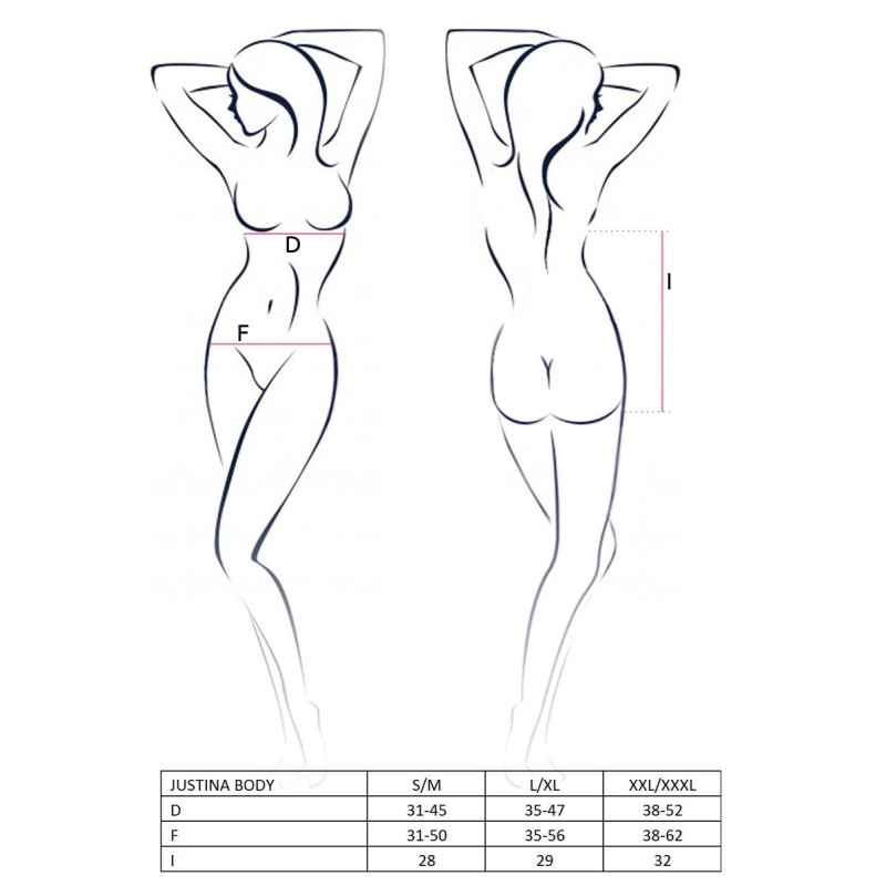 Еротичне боді монокіні з відкритими грудьми JUSTINA BODY black S/M - Passion